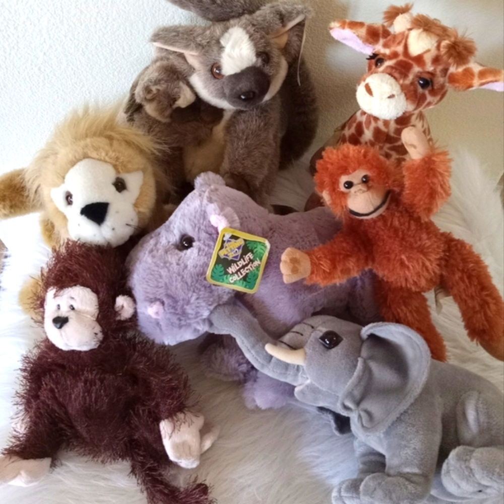 7Pcs Amazing Africa Safari - Plush Animals Collection Bundle